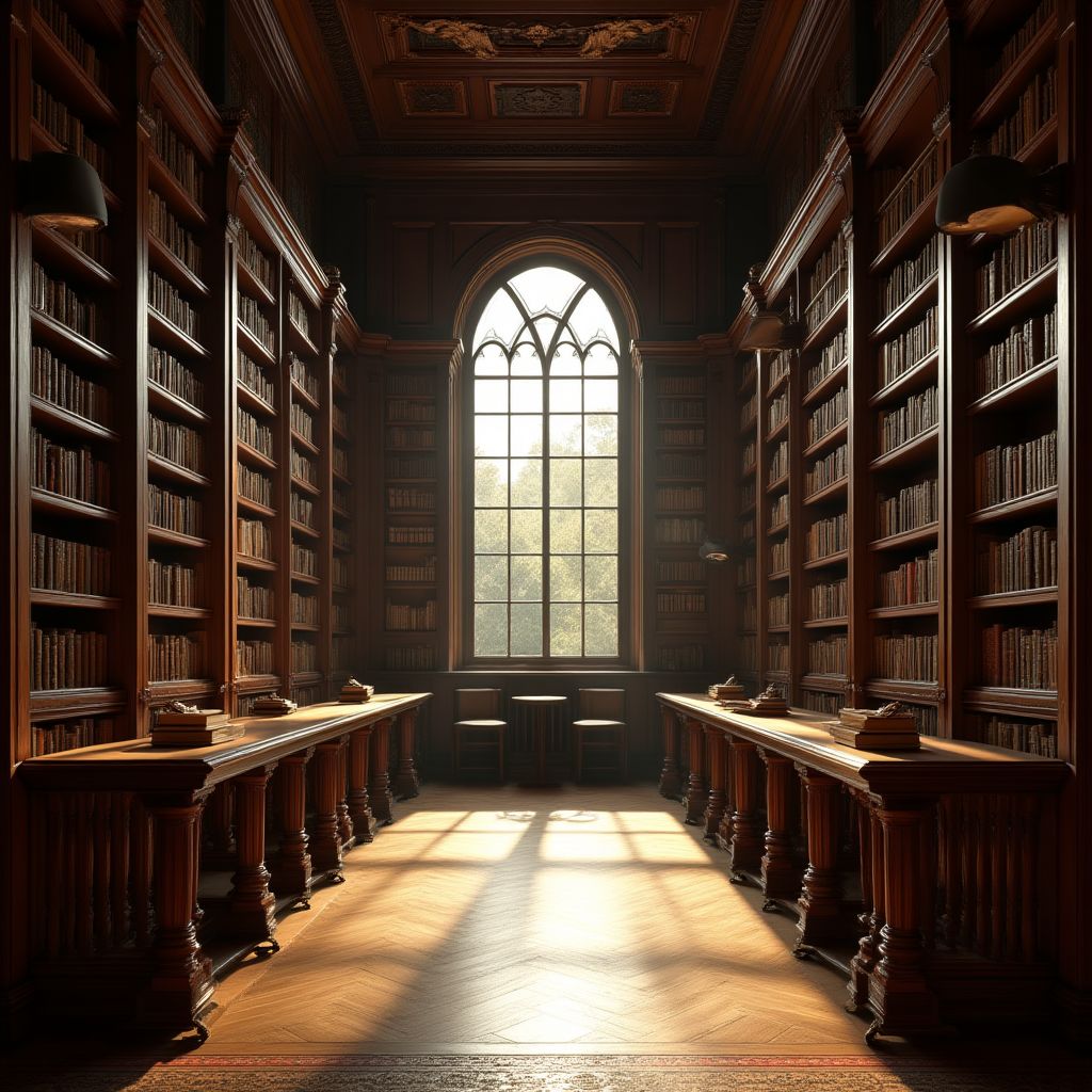 Intérieur de la librairie avec étagères anciennes